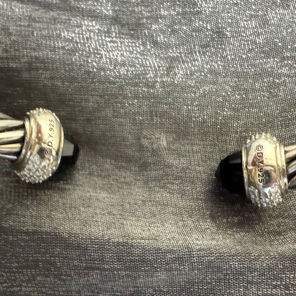 David Yurman .925 Silver Onyx & Diamond Classic Cable Bracelet / Small - Picture 5 of 9